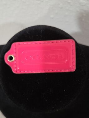 Coach Hot Pink Leather Luggage Tag